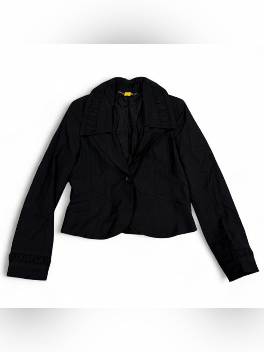 Bebe blazer with ruffled collar and cuffs